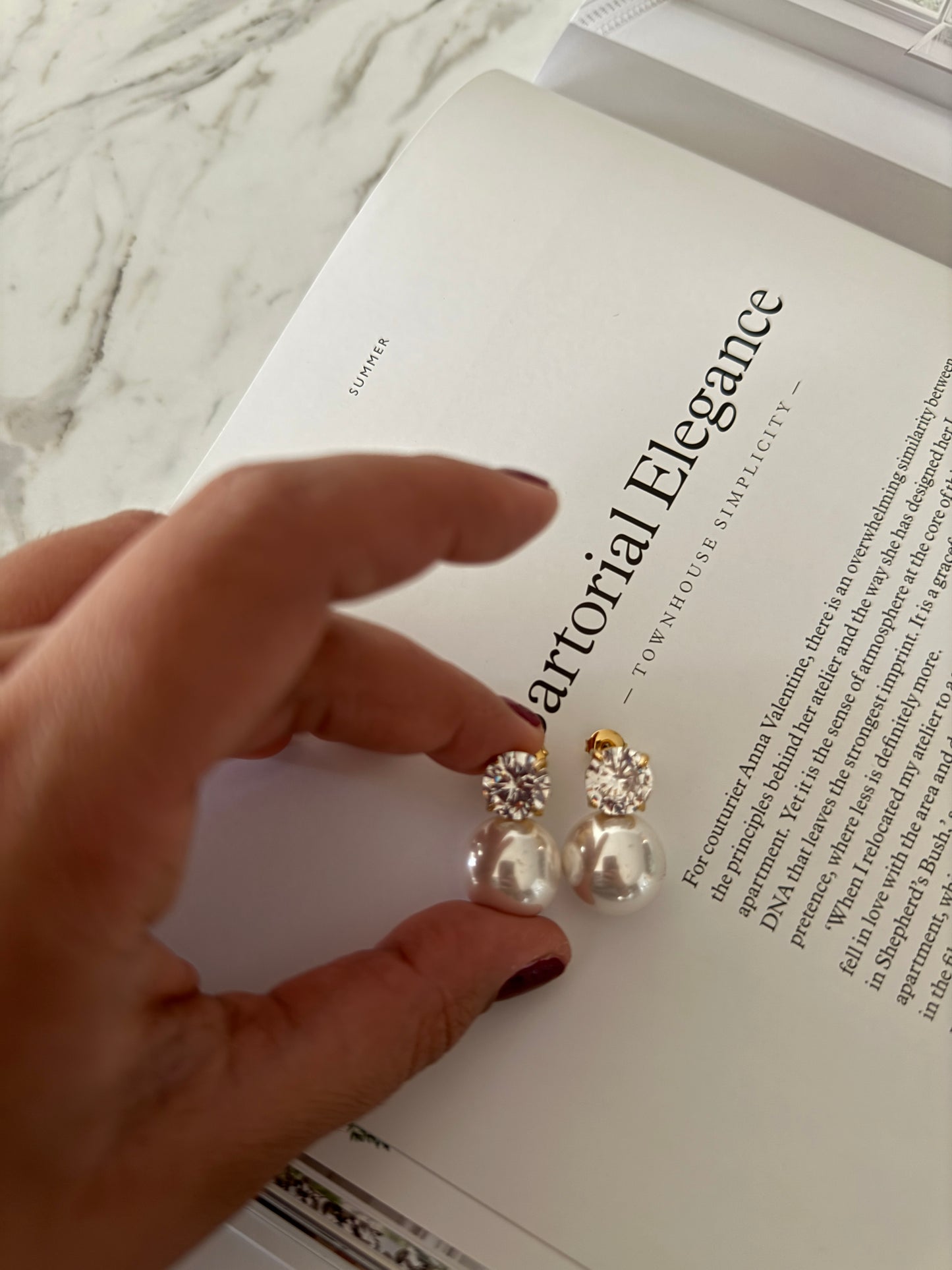 Large Dainty Pearl Earrings