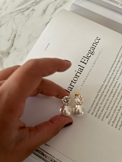 Large Dainty Pearl Earrings