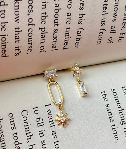 Asymmetrical White Stone Drop Earrings